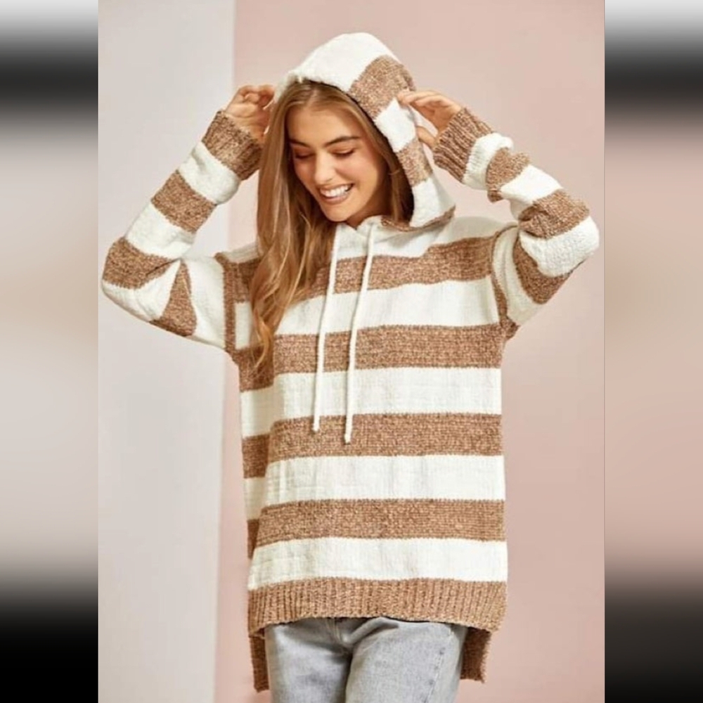 Luxe Striped Hooded Sweater